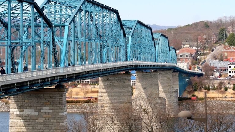 Walnut Street Bridge viewed from Coolidge Park in Chattanooga
