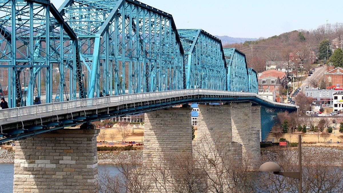 Walnut Street Bridge viewed from Coolidge Park in Chattanooga